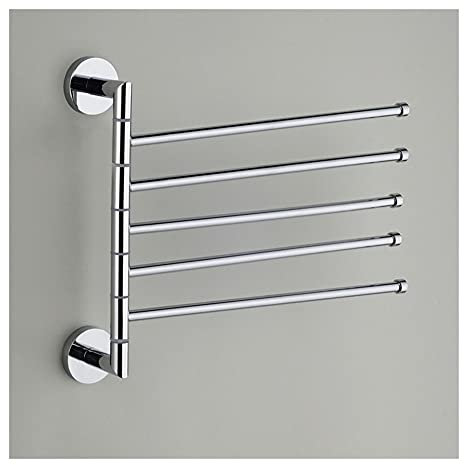 CWLPSL Porte-Serviettes Mural pour Salle de Bain, Porte-Serviettes pivotant, 5 Barres à Serviettes, Porte-Serviettes Mural pour Salle de Bain