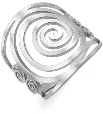 LIKGREAT Spiralförmiger offener Ring für Frauen und Männer Edelstahl Ringe mit einstellbarer Größe Schutz Amulett-Schmuck für Familie Geburtstag (Silber, Anpassbar)