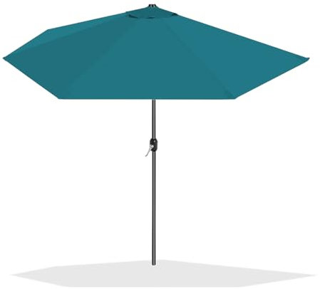 Acomoda Textil – Sombrilla Jardín Media Luna con Forro Anti UV. Parasol de Aluminio con Manivela, Toldo Semicircular con 135x270 cm para Terraza, Jardín y Patio. (Azul)