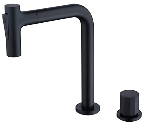 IUokLU Robinet mitigeur de lavabo à 2 Trous mitigeur extractible Robinet de lavabo robinets de Cuisine robinets mitigeurs pour Salle de Bain Robinet mitigeur de，Noir-inférieur