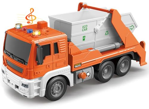 LioMaxi Camión de la basura Juguete con Sonidos y Luces, Escala 1:16 Camión de Reciclaje de Embrague, Educativo Regalo Camión Basura Juguete para Niños 3 4 5 Años Niños Niñas