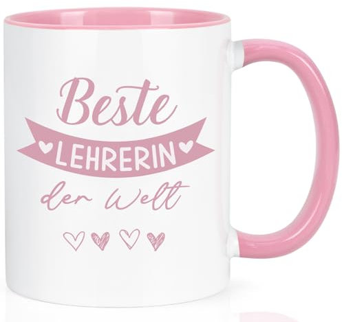 Joymaking Beste Lehrerin Geschenke Kaffeetasse für Beste Lehrerin der Welt, Abschiedsgeschenk Dankeschön Geburtstag Ruhestand Geschenk für Lehrerin, 320ml Rosa