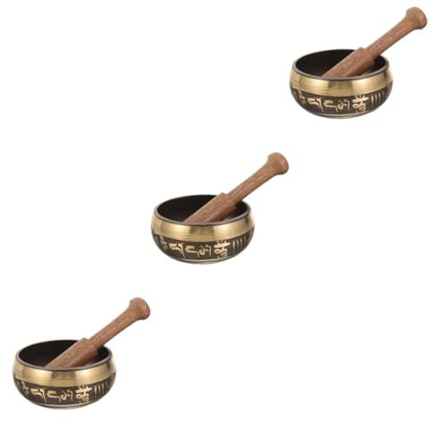 FOMIYES Lot De 3 Bols De Pour Le Yoga Bols De Chakra Gong Roue De Prière Cloches Bol Chantant Bol De Prière Carillons De Temple Kit De Jardin Zen Feng Shui