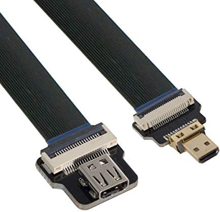 CY Cord Ultra Slim Micro HDMI Male to Micro HDMI Female Extension FPC Flat Cable 1080P for HDTV Multicopter Aerial Photography D1-D4 (10cm)