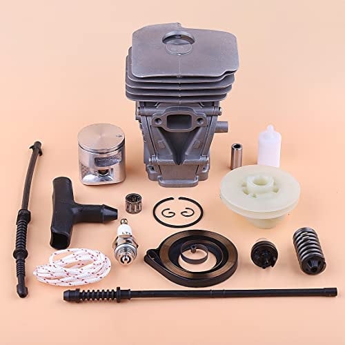 XYWOPO 41mm Cylinder Piston Kit, For Husqvarna 435 Recoil Starter Pulley Spring Handle Grip Fuel Filter Return Line Buffer Primer Bulb Chainsaw Cylinder Piston