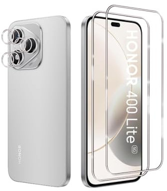 Afikyutu Screen Protector for Honor 400 Lite 5G for Tempered Glass, Pack of 2 Screen Protectors with 2 Camera Protection, 9H Hardness Screen Protector, HD Tempered Glass Screen Protector, Anti-Scratch