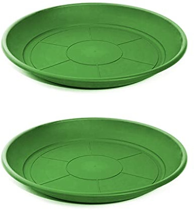 Acan Tradineur - Pack de 2 Platos de plástico para macetas de 50/60 cm Mediterránea, bandejas, platillos, bajoplatos Redondos para tiestos de Interior, Exterior, jardín, terraza o balcón (Verde)