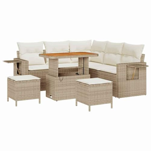vidaXL Gartensofa-Set 8 STK. Beige Poly-Rattan