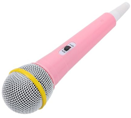 CIYODO Fake Microphone Props Mini Pink Plastic Model for Boys and Girls Stage Performance Interview Plaything
