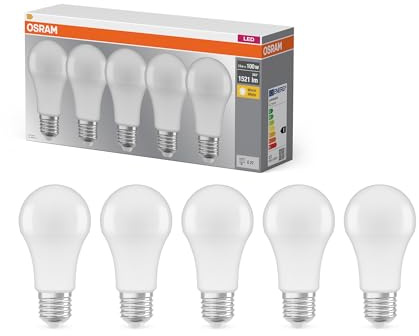 OSRAM LED-Lampe Base Classic A100 Kolbenform 13W 827, 2700K warmweiß, E27, matt, 1521 lm, geringere Wärme, White