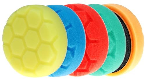 QWORK® 5-teilige Schaumstoff-Polierpads 75mm, Wiederverwendbare Polierschwamm zum Polieren, Wachsen, Versiegeln und Glasieren - Verwendung mit Exzenter Poliermaschine Schleifmaschine