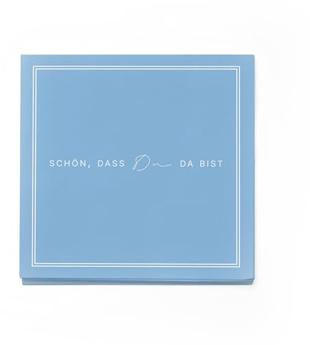 itenga Servietten „Schön, dass du da bist“ – 40 x Papier-Servietten, 3-lagig, 30 x 30 cm– Dekoration für Hochzeit, Geburtstag, Taufe, Kommunion, Konfirmation (hellblau)