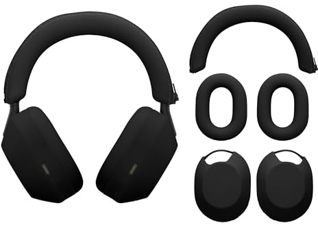 kwmobile Cover Cuffie per Sony WH-1000XM5 Cuffie Wireless - Set 3 in 1 per Achetto Padiglioni e Cuscinetti Auricolari - Protezione Completa - nero