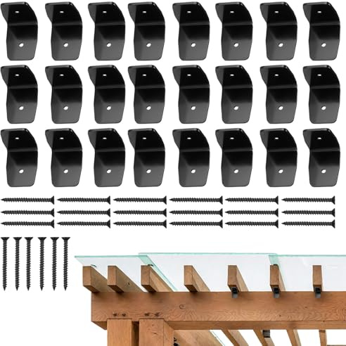 Beam Clips | 12 Pieces Corner Hooks with Roof Clips, Black Heavy Duty Roof Connectors Hardware for Pergola Gazebo Railing Fence Ceiling Shed Beam