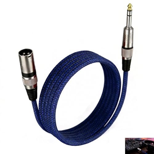 Cable XLR Macho a Jack, Cable XLR Balanceado a Jack 6,35 mm TRS, Conector Canon 3 Pines para Micrófono, Altavoz, Amplificador y Mesa de Mezclas, Cables Audio Profesional para Estudio Grabación, 2 M