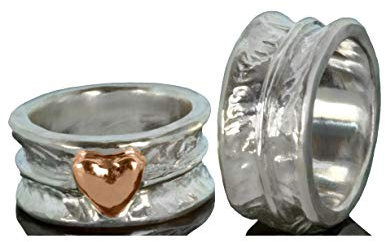Partneringe, Eheringe, Freundschaftsringe, Trauringe, Verlobungsringe heartbeat in Sterling Silber mit Rosé-Vergoldung, Ring mit Herz, Liebe, Weihnachten