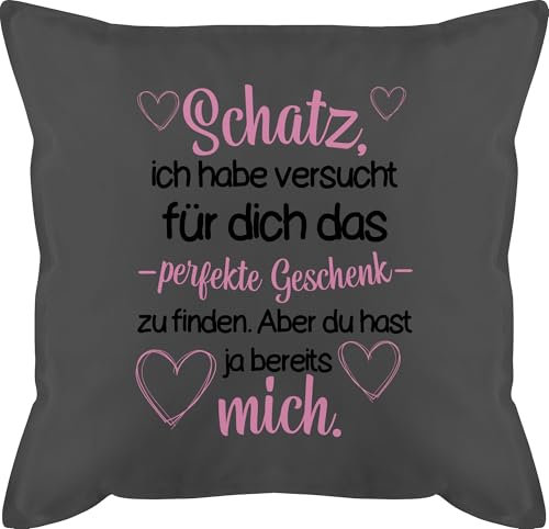 Shirtracer Kissen 50x50 - Valentinstag Partner Ideen - Schatz Habe versucht Finden - 50 x 50 cm - Grau - liebeskissen pärchen Geschenke walentinstag Love motivkissen