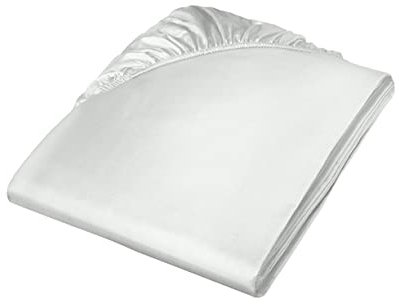 fleuresse Uni-Colours, Spannbettlaken mit Rundumgummi, Mako Satin, 100 Prozent Baumwolle, ideal für Matratzen bis 23 cm Höhe, 140 x 200 cm, Fb. Weiß