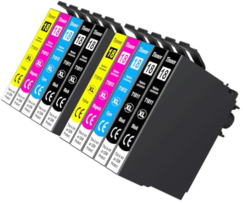 Tinnee 18XL Multipack Kompatibel für Epson XP-322 Druckerpatronen - für XP-305, XP-215, XP-225, XP-412, XP-422, XP-325, XP-312, XP-315, XP-205, XP-415, XP-425, XP-102, XP-202 - 10-Pack