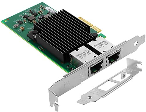 Euqvos Scheda di rete PCIE 10GbE per Intel X550-T2 - Chip ELX550AT2, doppie porte RJ45 PCI Express v3.0 X4, NIC 10Gb per Windows Server, Windows 7/8/10, Linux