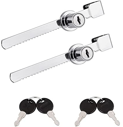 Sliding Glass Door Ratchet Lock, Drawer Display Case Showcase Security Locks, Sawtooth Lock, Chrome Finish, Fit Thickness 0,15 Zoll (2 Stück)