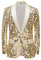 PYJTRL Herren-Blazer mit elegantem Satingesicht und Pailletten, Blumenmuster (XL, Champagner Gold)