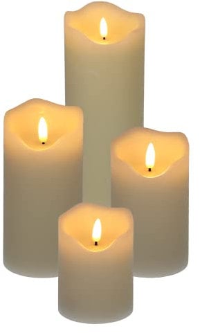GarPet LED Echtwachskerze 4er Set mit Timer Echtwachs Kerze Creme Weiß Batterie Flackereffekt beweglicher Flamme flammenlose Kerze batteriebetrieben