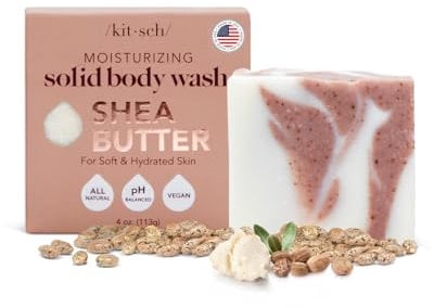 Kitsch Shea Butter Body Wash | Exfoliating Bar Soap for Women & Men | Moisturizing Shea Butter Bar Soap for Soft and Hydrated Skin | All Natural, Paraben Free and Vegan | Made in USA - 4 oz