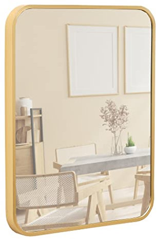 Terra Home Wandspiegel - Rechteckig, 40x50 cm, Roségold Gold Kupfer, Modern, Metallrahmen Spiegel - für Flur, Wohnzimmer, Bad oder Garderobe