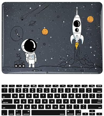 Custodia Compatibile con Nuovo Macbook Air 13 pollici 2020 2019 2018 con display Retina e Touch ID A1932 A2179 A2337 M1, Case Rigida Protettivo Plastica Copertina & Tastiera Cover, Astronauta1
