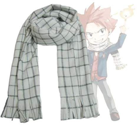 Ldruieu FAIRY TAIL Anime Schal Herren Natsu Dragneel Cosplay Schal Warm Damen Schwarz-weiß kariertes Halstuch Weihnachtsgeschenke für Anime Fans