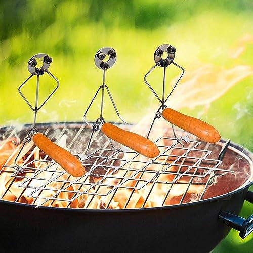 CaScab Hot Dog Roller für Grill, BBQ Edelstahl Grillrost Hot Dog Wurstständer Halter zum Grillen von Fleisch Hot Dogs