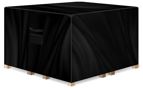 Gracious Gardens Square Garden Furniture Covers Waterproof 200x200x90cm, Oxford Fabric Outdoor Table, Patio & Rattan Garden Furniture Covers, PVC Lined, Air Vents and UV Safe