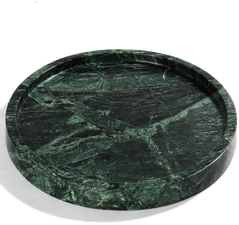 YMXYJM Echtes natürliches rundes Marmor-Tablett für Badezimmer, echter Marmorstein, luxuriöse Ablagetabletts für Küche, Waschtisch, Heimdekoration, Kommode, Nicht Harz/Nicht keramisch, 25,4 x 2,5 cm