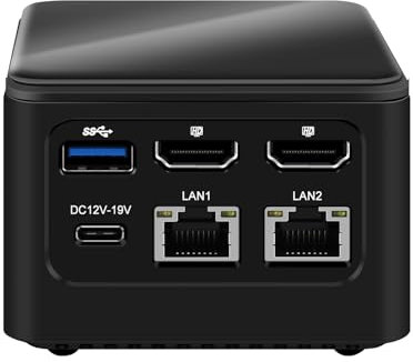 HUNSN Mini PC, HTPC, Desktop Computer, Intel N200, BJ02, Wi-FI 6, BT 5.2, 2 x I226-V LAN, Type-C 12-19V, 2 x HDMI, 3 x USB3.0, Type-C, TF, 8GB LPDDR5 RAM, NO Storage, NO System