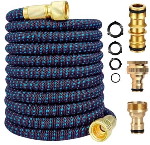 SONGYUKA Garden Water Hose 3/4 Expandable Magic Flexible Garden Hoses High Pressure Washing Hose Pipe Plastic for Watering Lawn Replace Hose(Black&Blue 25FT)
