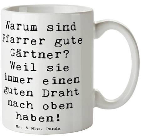 Mr. & Mrs. Panda Tasse Spruch Pfarrer Gärtner - Geschenk, Beruf, Kaffeetasse, Wertschätzung, handgefertigt, Dankbarkeit, Teetasse, guter Draht nach