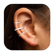 ORAZIO 3 Pièces Piercings Faux Oreille Cuff Or Argent - Manchette Réglable Sans Trou pour Femme - Boucle Clips Cartilage