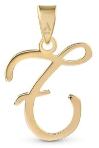Amberta Italian 9ct Gold Initial Pendant for Women Men | Solid Gold Letter Pendant without Chain