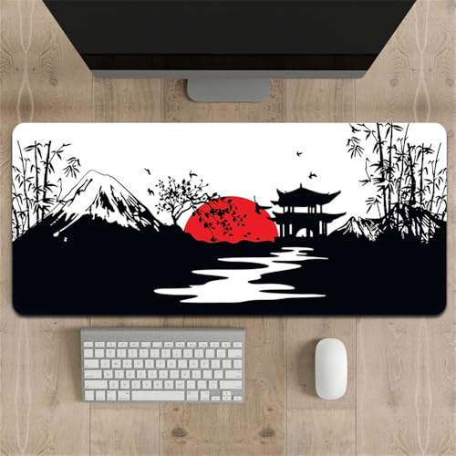 FANSU Tapis de Souris XXL/XL/L Pliable,Tapis de Souris avec Caoutchouc Base Antidérapante Style Chinois Tapis de Souris Gamer,Tapis Souris pour Maisonet Bureau (900x400x3mm,Bambou)