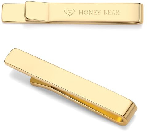 HONEY BEAR 1.57/1.97/2.12/2.36 Homme Pinces à Cravate pour la Taille Normale/Skinny Cravate Décoration 4/5/5.4/6cm (Or brillant 4cm)