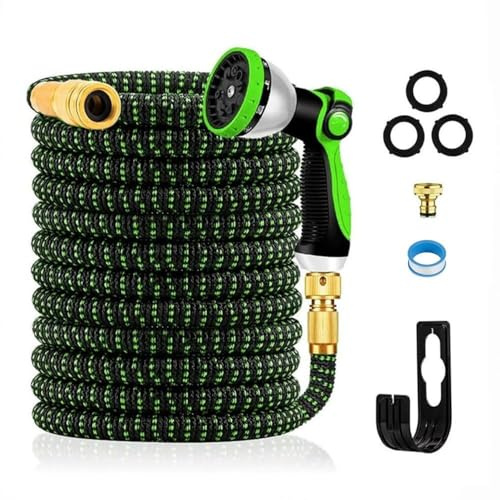 WESEN Tubo da Giardino Estensibile 7.5m/15m/30m/37.5m/45m, 15m Tubo Estensibile da Giardino con connettore in ottone da 3/4 e 1/2, Tubo con Canna Acqua Giardino con ugello spruzzatore a 10 funzioni