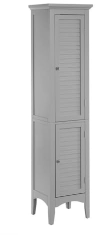 Teamson Home Glancy Wooden Linen Tower Tall Bathroom Cabinet Grey ELG-640 With Storage