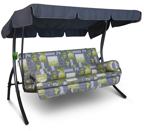 Angerer Freizeitmöbel GmbH Hollywoodschaukel Trend - Gartenschaukel Made in Germany - Schaukel zum Sitzen, Liegen und Entspannen - inklusive Bett-Funktion - einfache Montage (Grau Bambus)