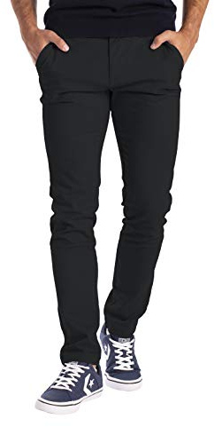 BlauerHafen Herren Chino Hose Casual Chinohose Baumwolle Freizeithose Arbeitshose Stretch Outdoorhose Pants Trousers Essentials Herren Legere Stretch-Chinohose in sportlicher (34W / 32L, Schwarz)