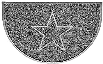 Nicoman Star Shape Embossed Entrance Door Mat Non Slip Dirt Trapper PVC Spaghetti Mat with Rubber Base, Jet Washable Quick Drying Doormat Drainage Outdoor Use Only - (Half-Moon, Grey, 70 x 44cm)