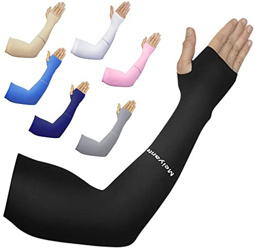 Kompressions-Armmanschette für Männer und Frauen – UV-Sonnenschutz kühlende Armstulpen für Frauen mit Daumenlöchern für Tattoo-Abdeckung, Radfahren, Golfen, Spielen, Angeln, Gartenarbeit, Laufärmel