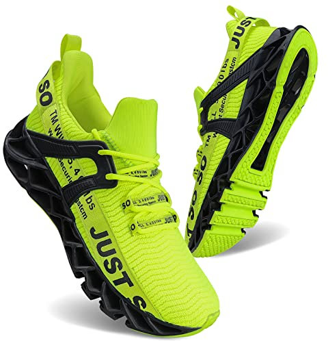 Wonesion Herren Fitness Laufschuhe Atmungsaktiv rutschfeste Mode Sneaker Sportschuhe,1 Grün,42 EU