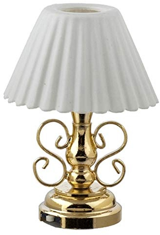 Puppenhaus Kostüm Messing Tischleuchte Plissiert Lampion LED Batterie Miniatur Beleuchtung