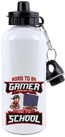 Born to be Gamer forced to go to School Gaming Enthusiasts Gaming Pro Unique Funny Birthday idea 500 ML Water Bottle.